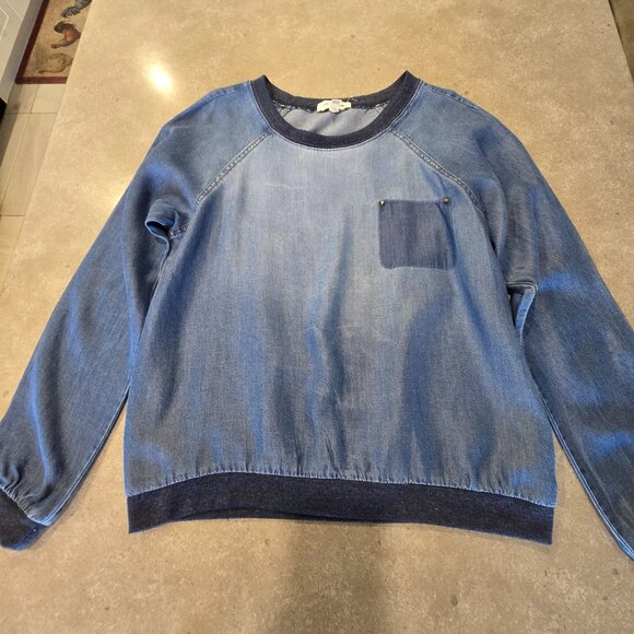 LIFE IN PROGRESS Women's Denim Chambray Long Sleeves Top - Blue - Size M… - Picture 3 of 12